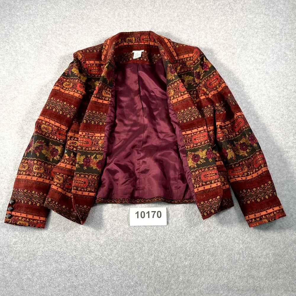 evelyn Blazer Jacket Womens 8 Multicolor Floral Tapestry Single Breasted Formal